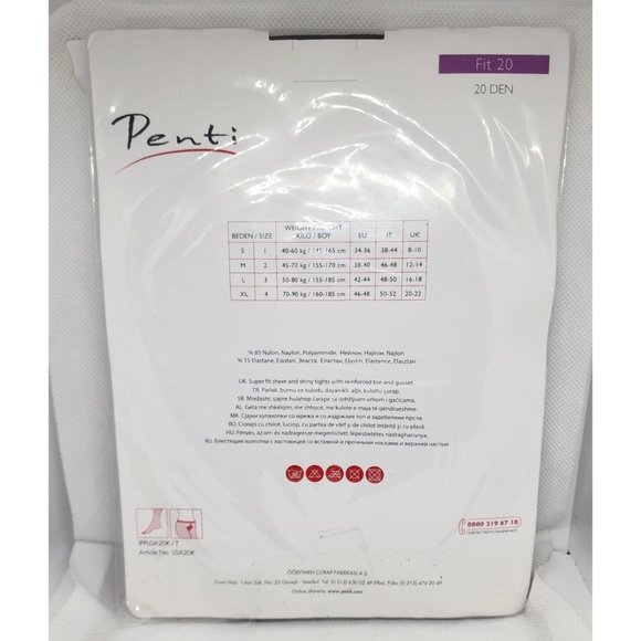 Penti 20 Denier Deep Brown Small #1 Nylon Super Fit Sheer & Shiny Durable Tights - Picture 2 of 9